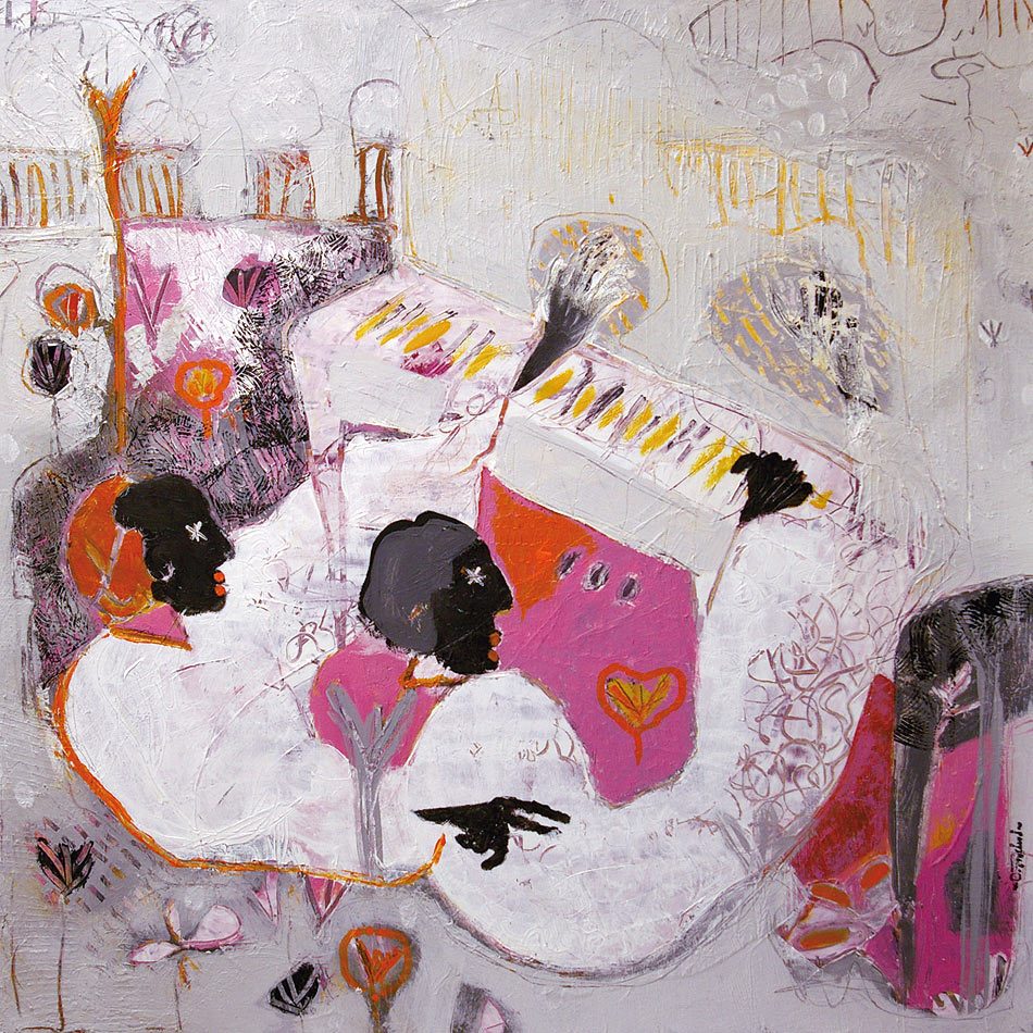 Cotton Club, painting by Ollivier Fouchard. Ft 100x100 cm. Acrylique. In Event, Music, Concert