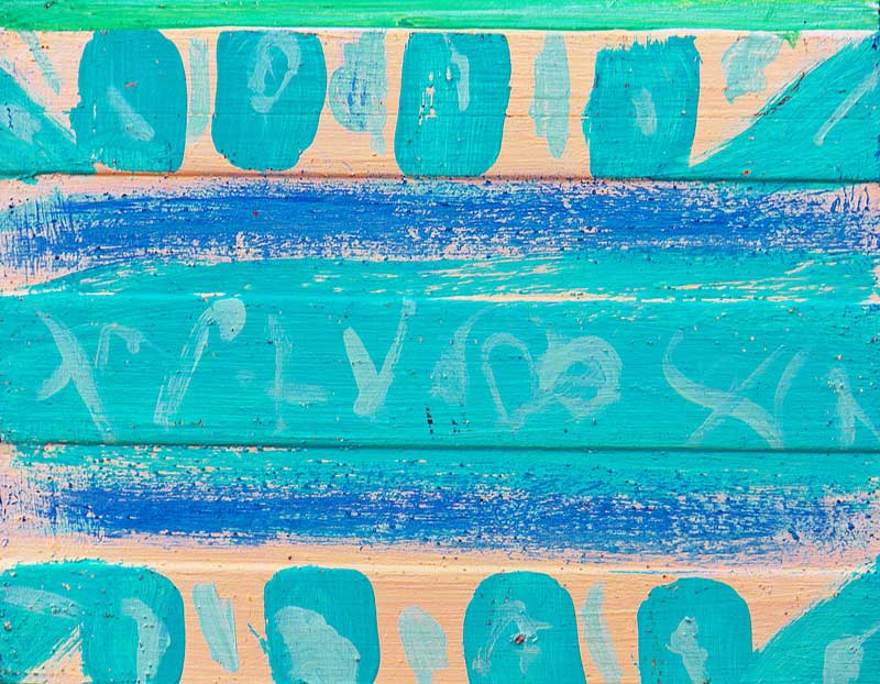 some blue, painting by Diego Vazquez. bamboo wood scrap,acrylic. brush