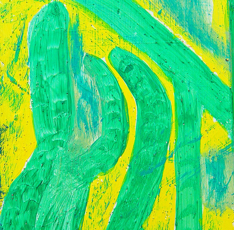 sonora, painting by Diego Vazquez. acrylic on bamboo wood scrap. brush