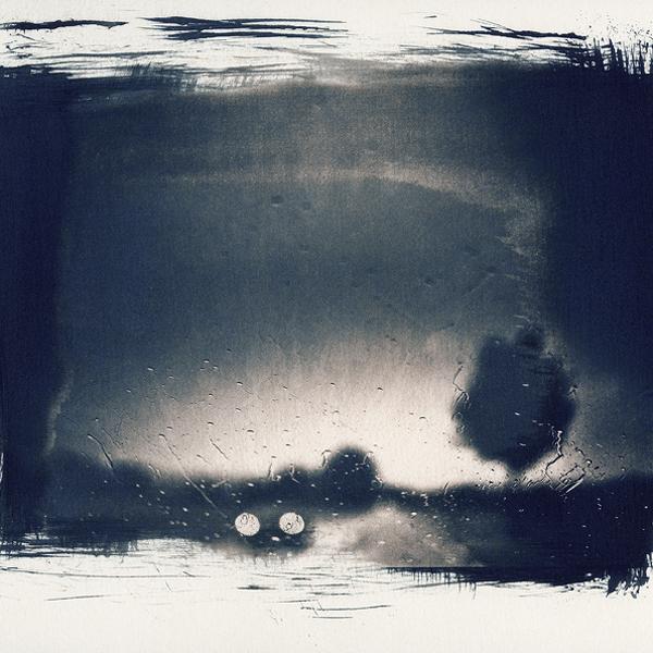 On the road, Artwork by Marie F. Cyanotype vir&eacute; tannin. In Transportation, Road, car, cycle
