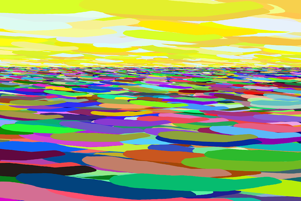 Yellow sky, processing by Markku Saijets. The original picture (4500 X 3000 pixels) has 128379 colours. In Nature, Sky