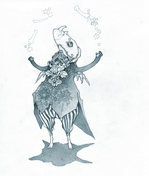 MySpectacle, drawing by A. Parreira. The instigator of my lizard+"necromancer" small themed illustration series.. Mechanical pencil. -