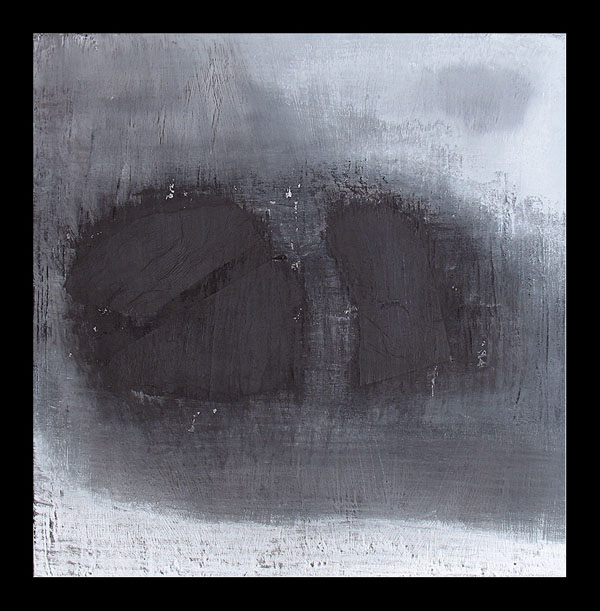 R&eacute;flexions, painting by Anne Rochelle. techniques mixtes sur toile 50*50, aout 09