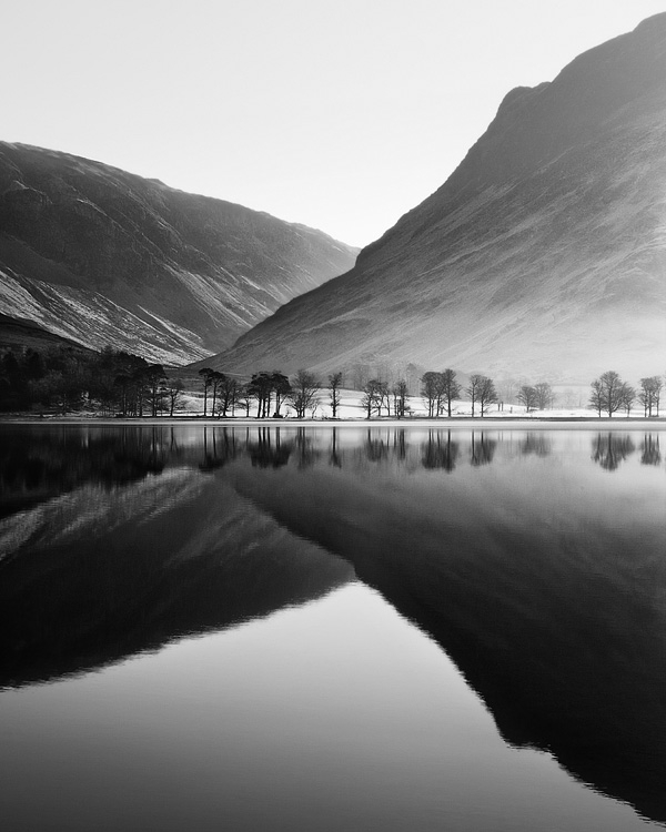 Buttermere Dawn II, photography by David Baker. Just after sunrise at Buttermere in January.. 5D II & 70-200. In Nature, Scenery, Waterscape