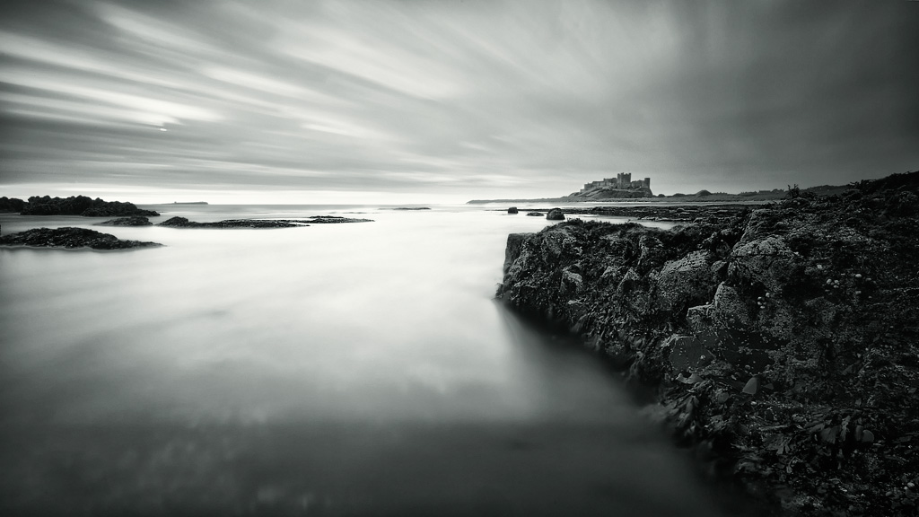 Bamburgh Sunrise, photography by David Baker. Four minutes of sunrise near Harkess Rocks at Bamburgh in September 2010.. 5D II & 17-40. In Nature, Scenery, Waterscape