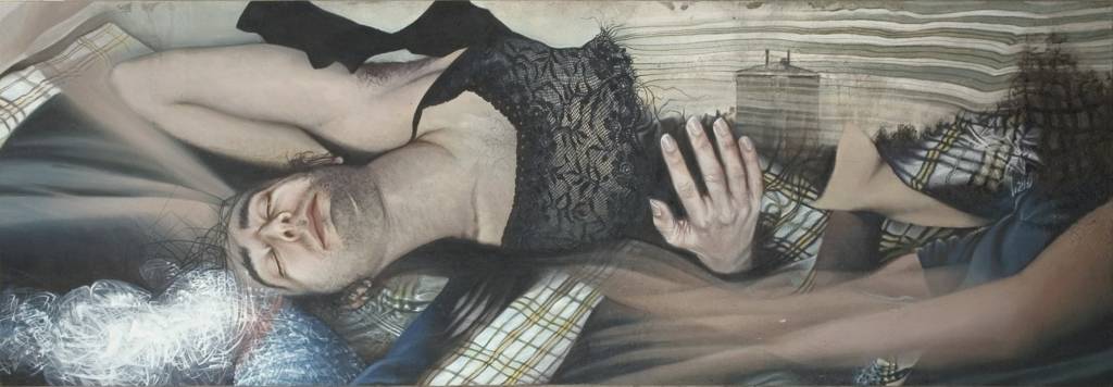 Le bel &eacute;vanoui, painting by Virginie Bomans. 2004
acrylique sur toile
60/188 cm. In People, Portrait