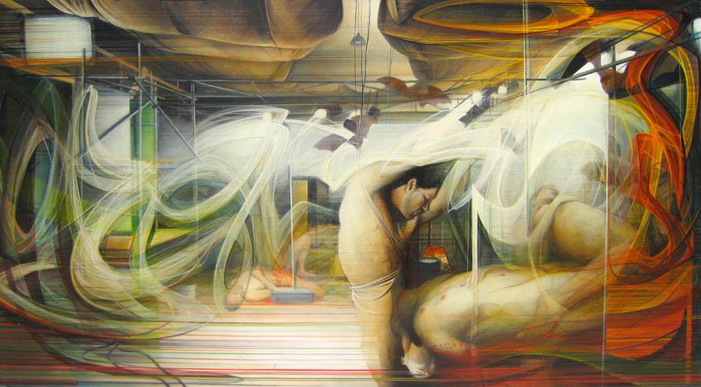 Le bal des vampires, painting by Virginie Bomans. acrylique sur toile
2007
176/97 cm. In People, Nude