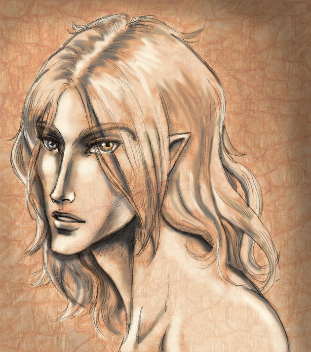 Aeria Gloriis, painting by Molly Brewer. "I am a little world made cunningly of elements, and an angelic sprite." - John Donne. Pencil, Photoshop CS4. In People, Character