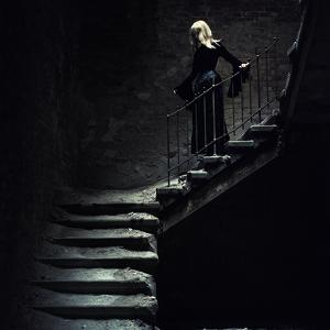 Staircase with woman