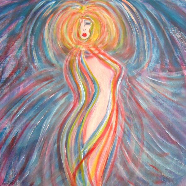 Wrapped In Love, painting by Priscilla M. Norris. A fantasy nude, painted at whim.. Acrylic on Canvas Board. In People, Character, Doll, figure