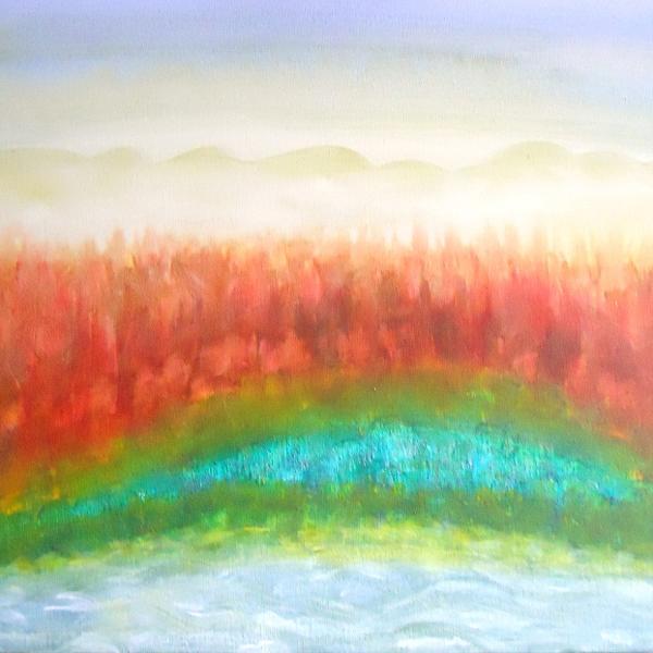 Tranquil Dream, painting by Priscilla M. Norris. A painting for a family birthday Present.. Acrylic paints on canvas board. In Nature, Scenery, Countryside