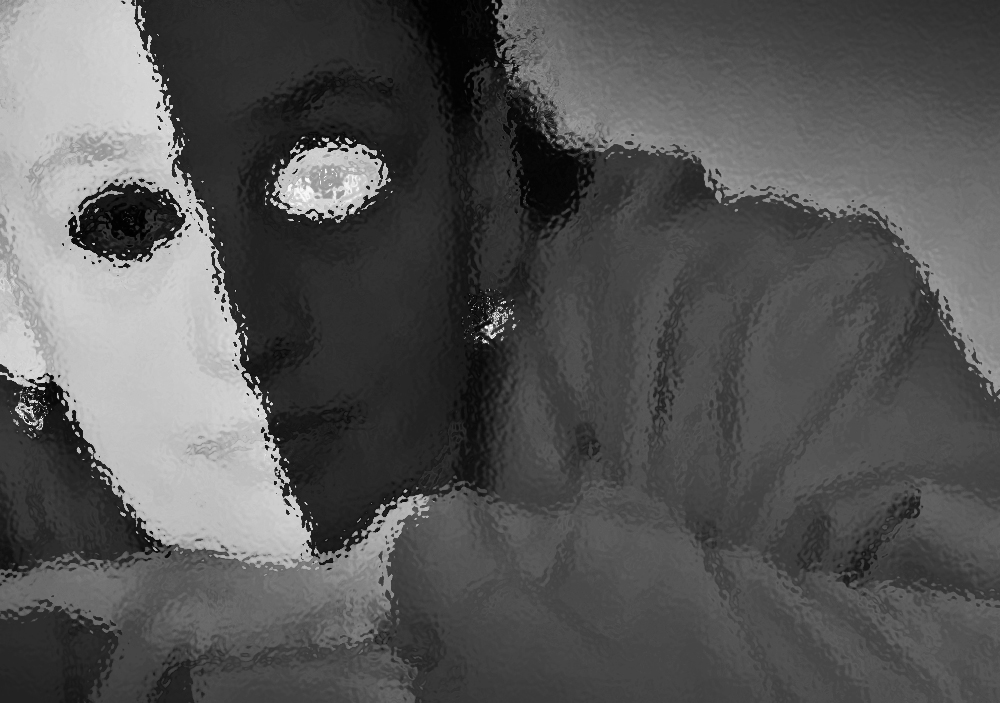 Ying & yang in me, processing by Ljubinka Garda&scaron;evi?-mori?. Take my heart in your hand 
and warm yourself.
Behind window is a snow.. Canon Power Shot S3 IS. In People, Self-portrait