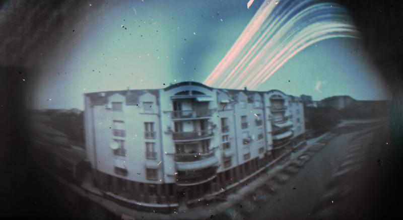 Solarography 10, photography by Dario Fuzinato. exposure: 25.6-1.9. 2010. Pinhole with BW photo paper. long exposure. In Construction, Cityscape, skyline