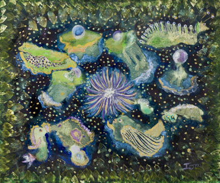Fish, Clams and Eels, Oh My!, painting by Ione Citrin. 22" x 28"
watercolor