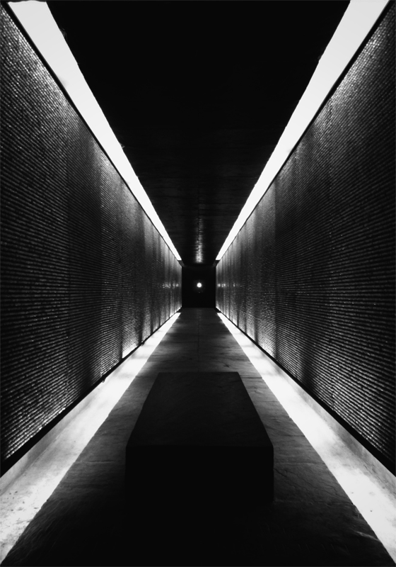 X, Artwork by Edouard Cailliau. M&eacute;morial des martyrs de la d&eacute;portation, G-H Pingusson, Paris, France, 1954-1964