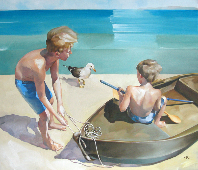 The Seagull, painting by Valery Koroshilov. Painting by Valery Koroshilov, 2011. oil on linen, 60 x 70 cm. In People, Infant, children