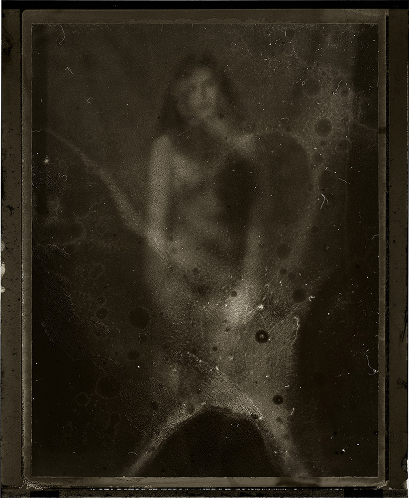 Graflex Speed Graphic, Aero Ektar 178 mm 2.5 lens. Negative from Fuji FP-100B instant film. In People, Nude, Female. Haunting, photography by James Wigger. Image #210375