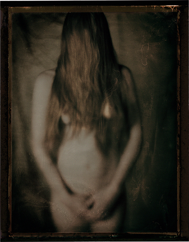 Cousin It, photography by James Wigger. Graflex Speed Graphic, Aero Ektar 178 mm 2.5 lens. Negative from Fuji FP-100C45 instant film. In People, Portrait, Female
