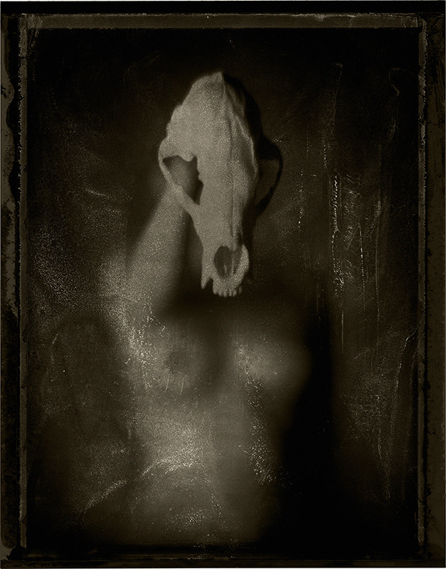 Head In Hand, photography by James Wigger. Graflex Speed Graphic, Aero Ektar 178 mm 2.5 lens. Negative from Fuji FP-100C45 instant film. In People, Nude, Female