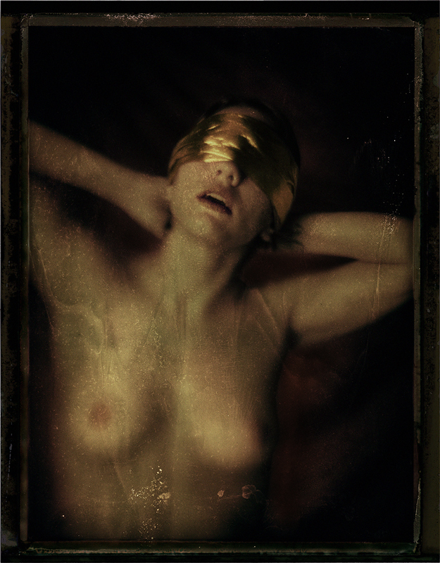 Graflex Speed Graphic, Aero Ektar 178 mm 2.5 lens. Negative from Fuji FP-100C45 instant film. In People, Nude, Female. Ecstasy Of The Blind 3, photography by James Wigger. Image #329033