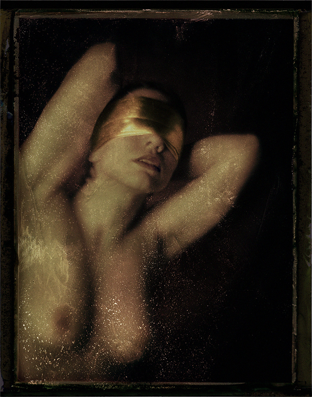 Ecstasy Of The Blind 4, photography by James Wigger. Graflex Speed Graphic, Aero Ektar 178 mm 2.5 lens. Negative from Fuji FP-100C45 instant film. In People, Nude, Female