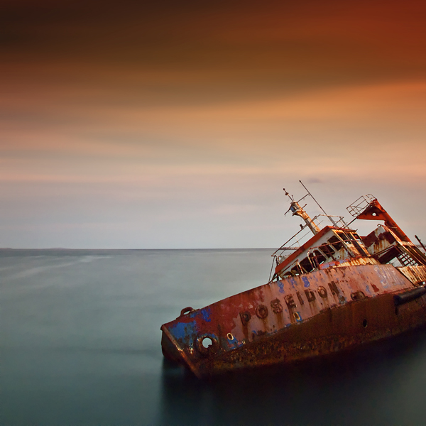 Fallen Poseidon, photography by Kostas Pavlis. In Transportation, Water, boat