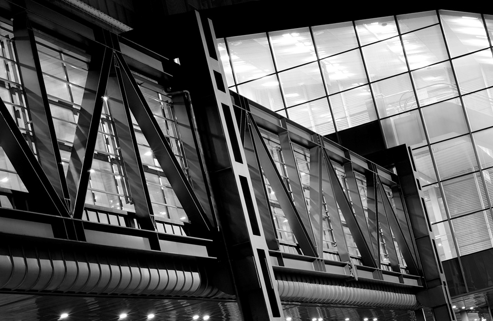 Architecture 01, photography by Paolo Cola. I was fascinated with artificial light, modern building with its shape and geometry (Engineer Aldo Barbieri, Bologna). nikon D1X. In Construction, Edifice, Building