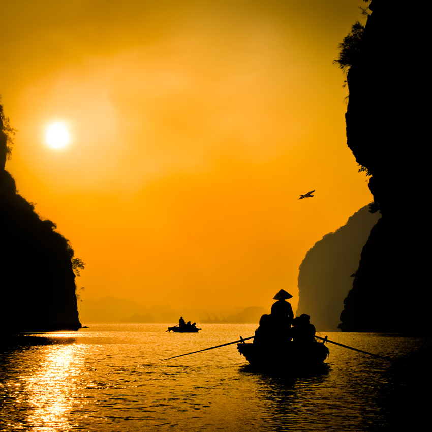 The Cry Of The Cormorant...The Evening Above The Junks, photography by Philippe Gentet. In Nature, Scenery, Waterscape