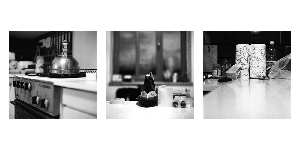 Triptych On The Theme: "On The Kitchen Line, photography by V&iacute;t Koci&aacute;n. Kiev 88 + Arsat 80/2,8. FP4+, Microphen stock, 20&deg;C, 8 minutes 10 seconds, scan of negative. In Object, Instrument
