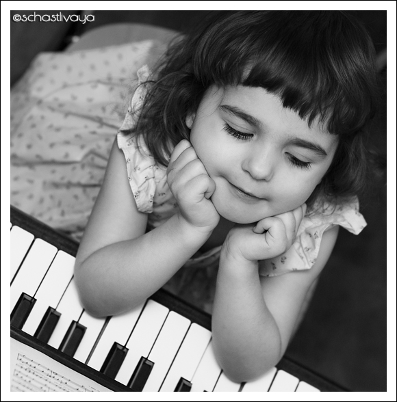 Thinking about music, photography by Alexandra Schastlivaya. In People, Infant, children