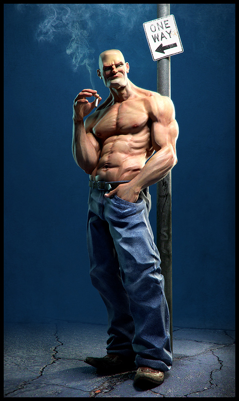 Barrio Guy, synth&egrave;se d'image de Jose Alves Da Silva. I have tried to represent a street bully in a stylized way, using hard shapes and sharp edges to help define his rough personality.. Athlon 4400. 3DS Max, ZBrush, Photoshop. Dans Gens, Personnage, Anthropomorphisme