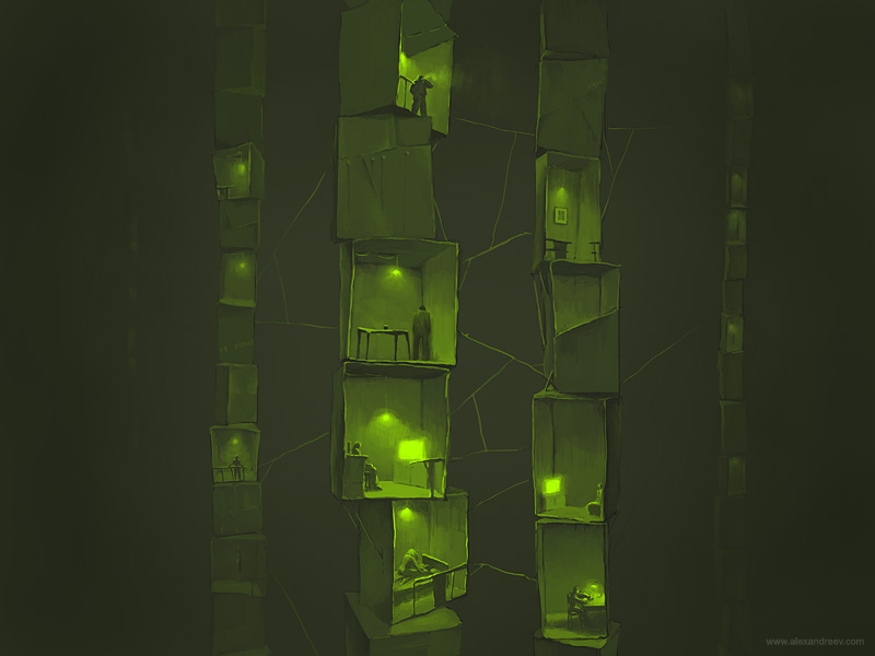 Games In Boxes, painting by Alex Andreyev. We are born in loneliness, we live a life in loneliness and we die in loneliness.
. Photoshop. In People, Character