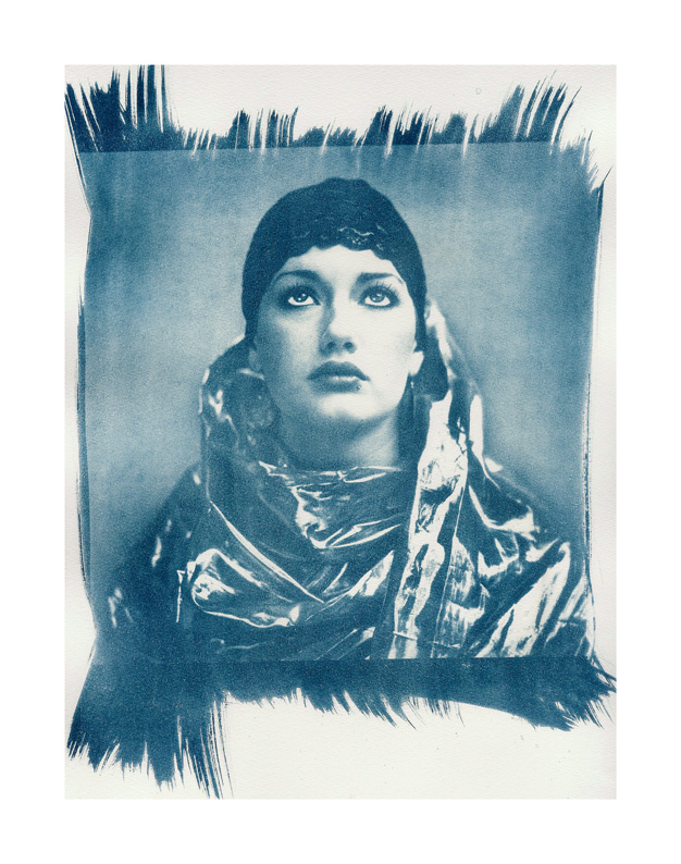 Diva, photography by Monika Brand. Cyanotype. Hasselblad 503 cw, 150 mm. analog. In People, Portrait, Female