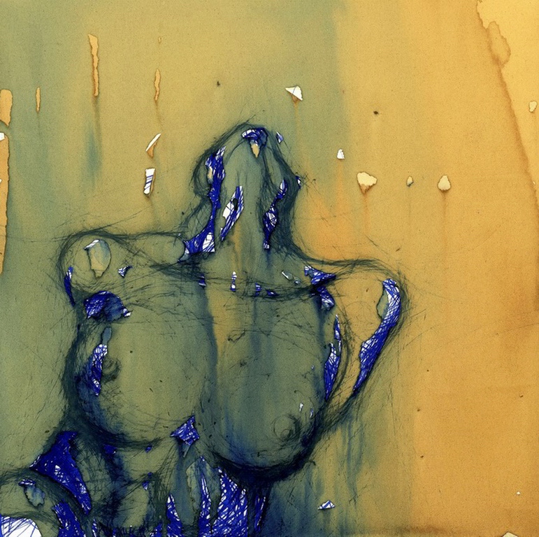 Mara, drawing by Alexandru Crisan. &copy; Alexandru Crisan 2011. ink on paper. mixed media. 20x20cm.. In People, Nude, Female. Mara, drawing by Alexandru Crisan. Image #331573