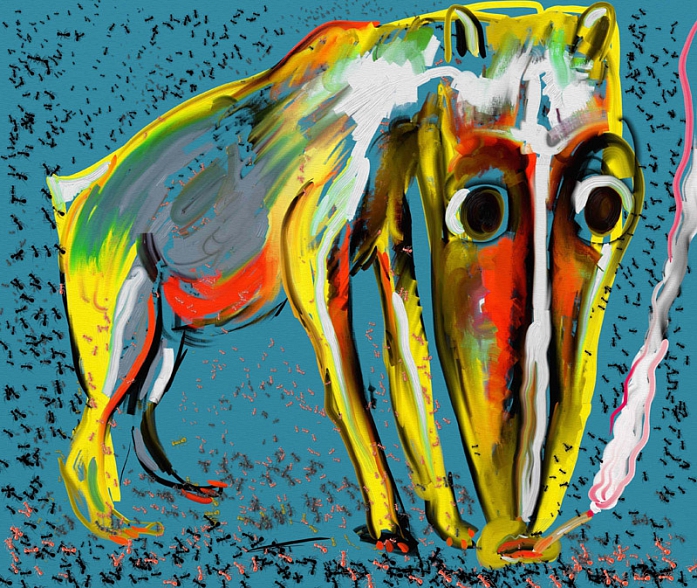 Anteater has smoke brake, while scared ant try to fight back. Artrage Pro 3. Digi. Anteater, image by Levan Amashukeli. Image #383774