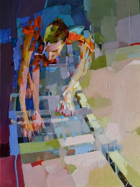 Stepping, painting by Melinda Matyas. oil on canvas. In People, Miscellaneous