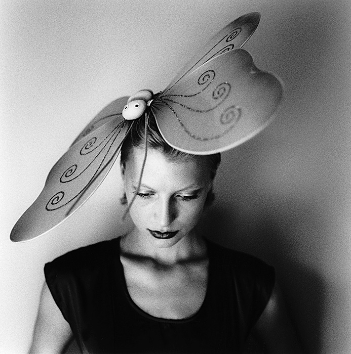 I create my own fairytales to have my world more positive... it is what keeps me alive and breathing, to imagine.. hasselblad 503 cw, 85 mm lense, 8mm ring. classical, photos developed in a darkroom. In People, Portrait, Female. My Fairytales: About A Flower And Her Friend Butterfly, photography by Adriana Cahova. Image #406014