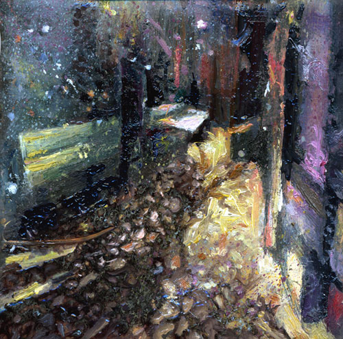 oil on ceramic tile 11x11cm. oil painting. In Construction, Interior. Passage 3, painting by Joanna Smielowska. Image #392627