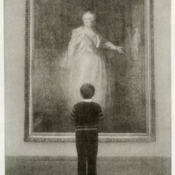 Boy in museum (1978) by Alexander Tkachev