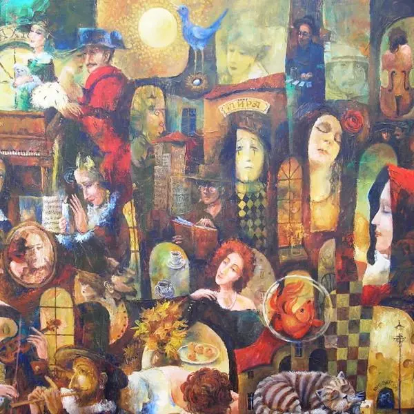 Cafe Lira by Igor Postash in Painting Acrylic