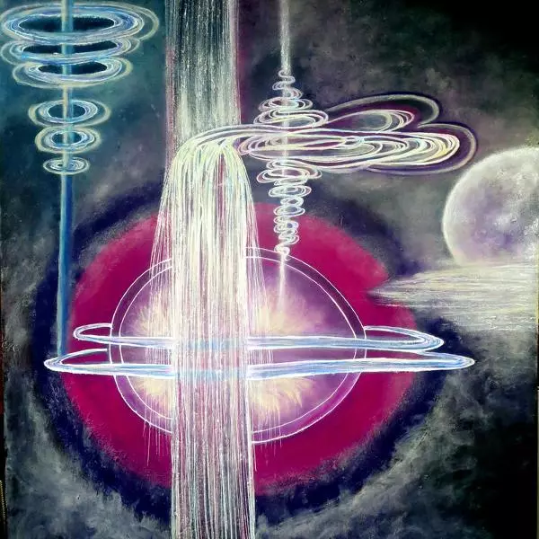 Phantasmagoria In Outerspace by Marianne Charlotte Mylonas-svikovsky in Painting Acrylic