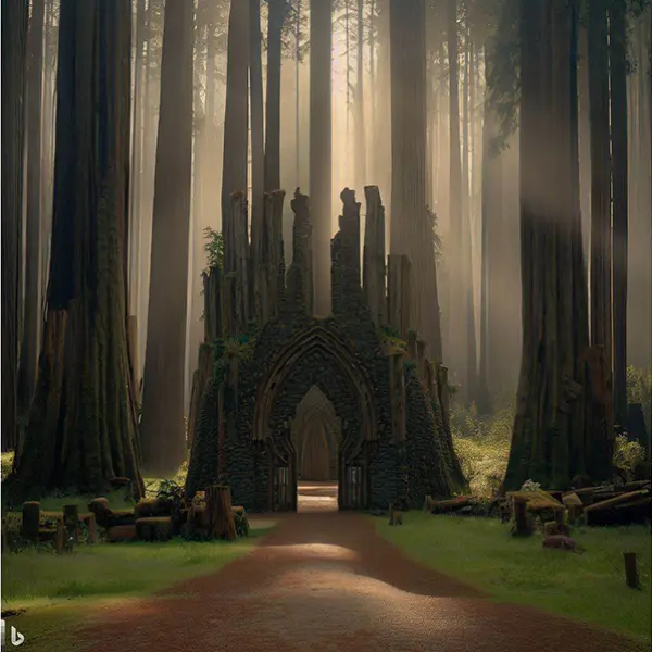 Les Séquoias, un rêve - The Sequoias, a dream (24 octobre 1987) by Henri Manguy in Digital art Computer graphic, 3D