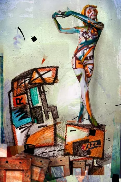 Girl On A Cube by H H, Digital art | Art Limited