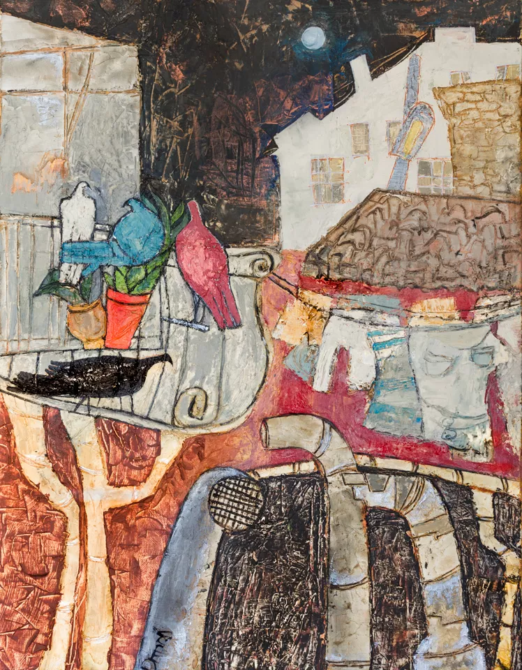 OLD BACK YARD WITH DOVES is a creation by the artist Dana Kandinska. Category Nature, Animal, Bird, Modernism, Nostalgia, Surreal, Painting, Acrylic. Acrylic on canvas, texture paste, watercolors. 3 distinctions, 3K views, 13 appreciations, 1 favourite.
