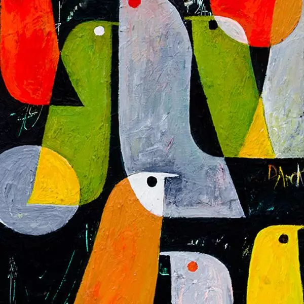 COLORFUL BIRDS by Dana Kandinska in Painting Acrylic