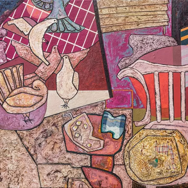 NOT EVERY DOVE IS IN A PINK SITUATION by Dana Kandinska in Painting Mixed media