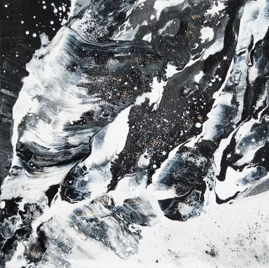 Black and White Mountain Painting.  Mountain paintings, Painting, White  acrylic paint