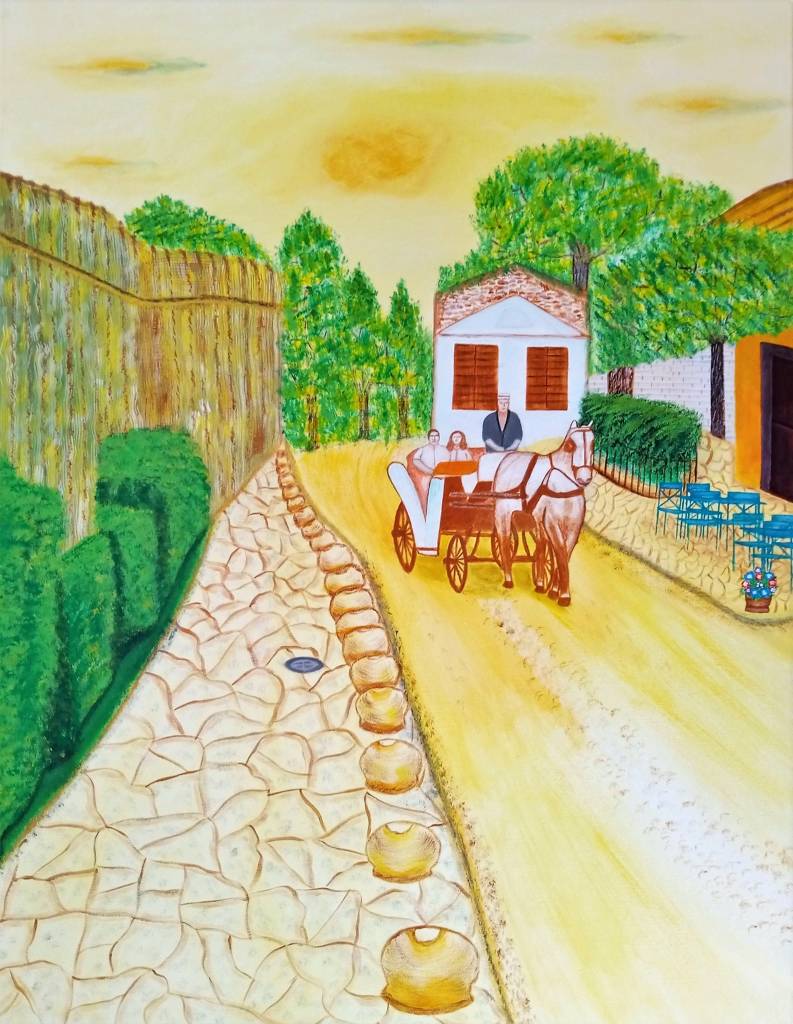 Ride In A Carriage By Petros Potsis Painting Acrylic Art Limited