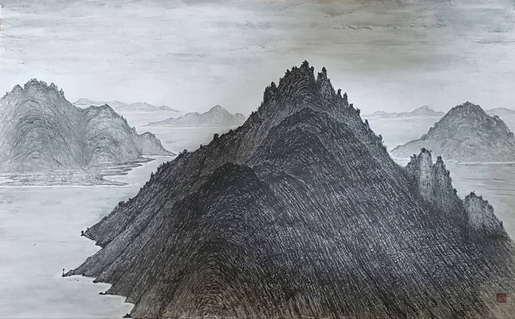 Korean Mountain And Sea By Oe Sik Kim Drawing Ink Art Limited